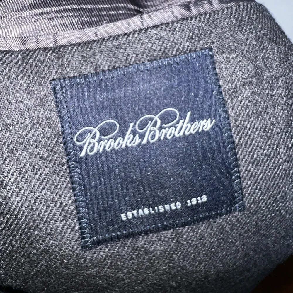 Vtg Brooks Brothers Mens 46 Charcoal Gray 100% Pure Wool Sport Coat Suit Jacket